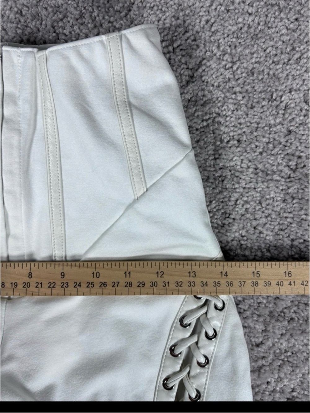 MANIERE DE VOIR White Lace Up Corset Waist Skinny Leggings Pants Womens Size 2 - Picture 12 of 12